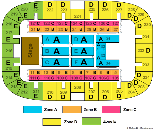 Monroe Civic Center Arena End Stage Zone Seating Chart